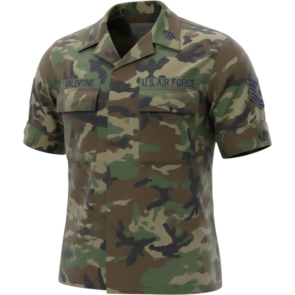Woodland Camo US Air Force Combat Coat Adult‎ Large-Short Vietnam Mens w/Patches